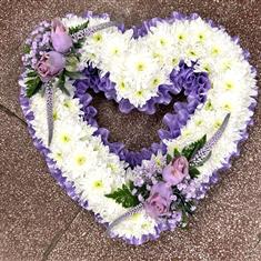 Open Heart with lilac ribbon