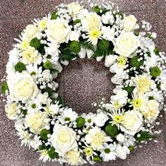 Open Wreath all white flowers