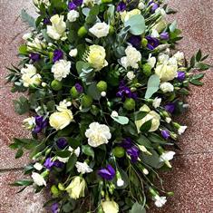 Casket Spray whites and purples 4&#39;