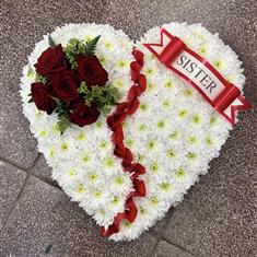 red rose ribbon broken heart